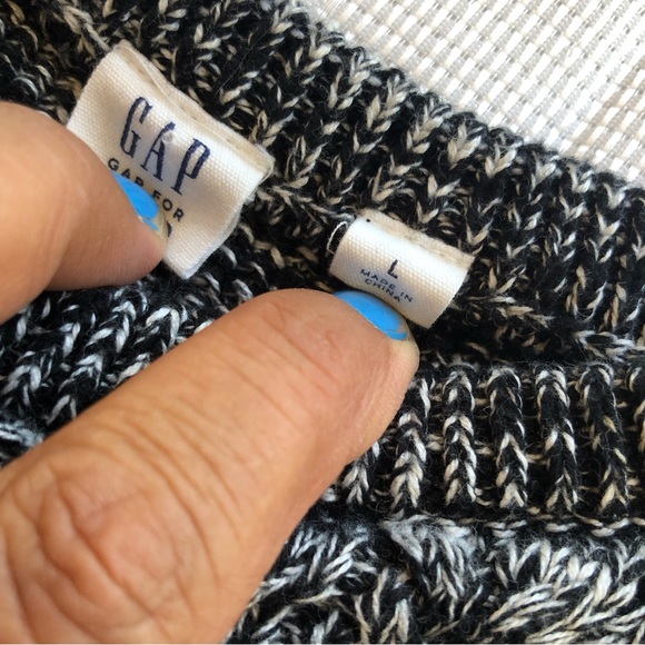 Gap Women’s Size L Black/White Cable Knitted Warm Sweater Long Sleeves Elastic - Picture 15 of 16